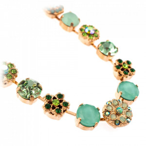 Colier placat cu Aur roz de 24K, cu cristale Swarovski, Fern | 3245/3SO2-M2143RG-Verde-6569