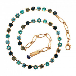 Colier placat cu Aur roz de 24K, cu cristale Swarovski, Nightfall | 3008/1-1114RG-Albastru-6609