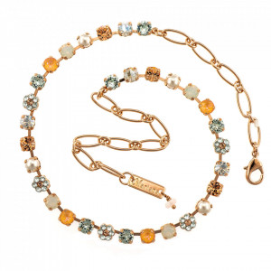 Colier placat cu Aur roz de 24K, cu cristale Swarovski, Gardenia | 3008/2-1913RG-Alb-6619