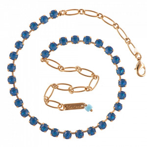 Colier placat cu Aur roz de 24K, cu cristale Swarovski, Ocean DeLite | 3430-143143RG-Albastru-6729