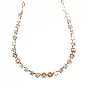 Colier placat cu Aur roz de 24K, cu cristale Swarovski, Seashell | 3028/1-M1201RG-Alb-6249