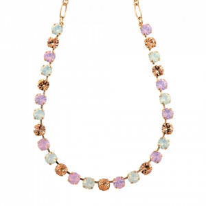Colier placat cu Aur roz de 24K, cu cristale Swarovski, Tiara Day | 3252-2333RG-Multicolor-6169