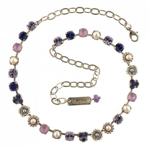 Colier placat cu rodiu, cu cristale Swarovski, Romance | 3028/1-139-10RO-Mov-609