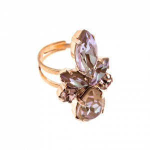 Inel placat cu Aur roz de 24K, cu cristale Swarovski, Cappuccino DeLite | 7030/70-148212RG-Multicolor-7059