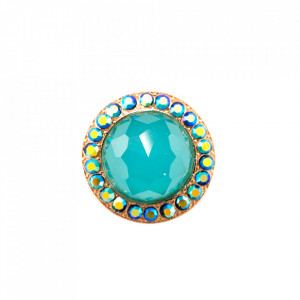 Inel placat cu Aur roz de 24K, cu cristale Swarovski, Julia | 7418/1M-3322RG-Albastru-7999