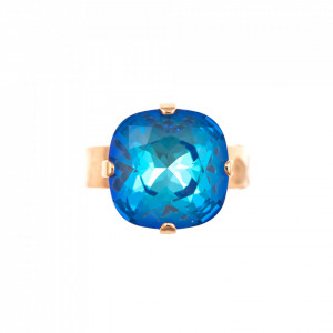 Inel placat cu Aur roz de 24K, cu cristale Swarovski, Ocean DeLite | 7326/4-143RG-Albastru-7919