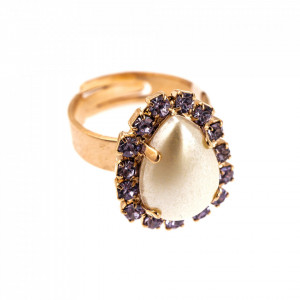 Inel placat cu Aur roz de 24K, cu cristale Swarovski, Romance | 7032/5-139-10RG-Multicolor-7449