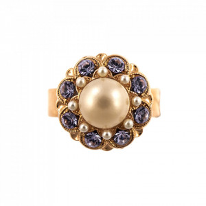 Inel placat cu Aur roz de 24K, cu cristale Swarovski, Romance | 7417/1-139-10RG-Multicolor-7989