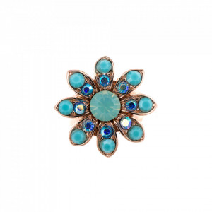 Inel placat cu Aur roz de 24K, cu cristale Swarovski, Sapphire Sky | 7125-2677RG-Verde-8279