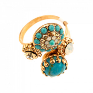 Inel placat cu Aur roz de 24K, cu cristale Swarovski, Sapphire Sky | 7141/2-M807RG