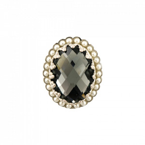 Inel placat cu rodiu, cu cristale Swarovski, Earl Grey | 7090-139215RO-Alb/Gri-8899
