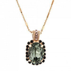 Pandantiv cu lant placat cu Aur roz de 24K, cu cristale originale, Black Diamond | 5522/5-1073RG
