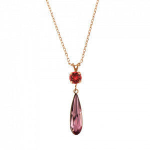 Pandantiv cu lant placat cu Aur roz de 24K, cu cristale originale, Xenia - Odyssey | 5030/4-1091RG