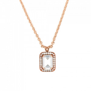 Pandantiv cu lant placat cu Aur roz de 24K, cu cristale originale, Forever | 5107-5087RG
