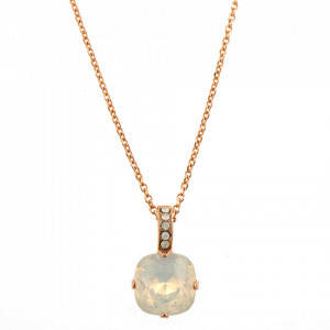 Pandantiv cu lant placat cu Aur roz de 24K, cu cristale Swarovski, Seashell | 5326/2-234234RG-Alb-6909