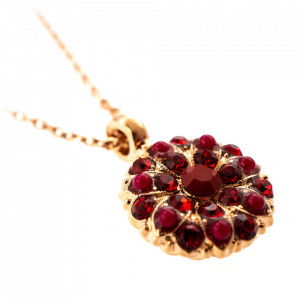 Pandantiv cu lant placat cu Aur roz de 24K, cu cristale Swarovski, Guardian Angel | 5212-227RG-Rosu-7219
