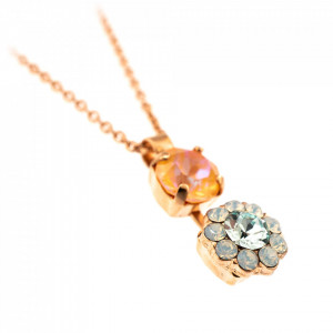 Pandantiv cu lant placat cu Aur roz de 24K, cu cristale Swarovski, Gardenia | 5352-1913RG-Alb-7379