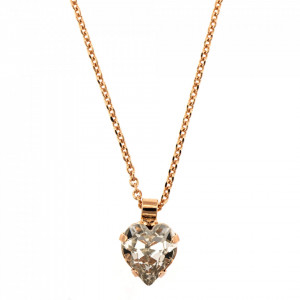 Pandantiv cu lant placat cu Aur roz de 24K, cu cristale Swarovski, Aura | 5100/3-001RG-Transparent-6429