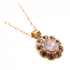Pandantiv cu lant placat cu Aur roz de 24K, cu cristale Swarovski, Aura | 5131/6-1112RG-Multicolor-7069