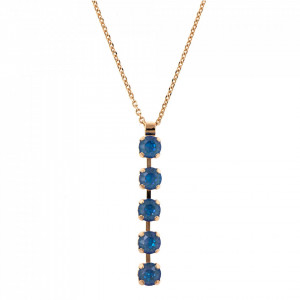 Pandantiv cu lant placat cu Aur roz de 24K, cu cristale Swarovski, Ocean DeLite | 5430/5-143143RG-Albastru-6949