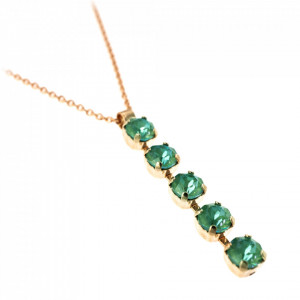 Pandantiv cu lant placat cu Aur roz de 24K, cu cristale Swarovski, Silky Sage DeLite | 5430/5-169169RG-Verde-7389