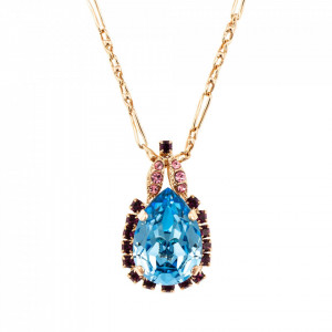 Pandantiv cu lant placat cu Aur roz de 24K, cu cristale Swarovski, Cotton Candy - The Sweet Life | 5098/2-144RG-Multicolor-6419