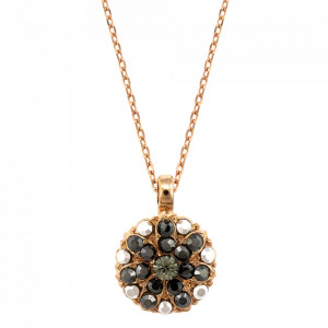 Pandantiv cu lant placat cu Aur roz de 24K, cu cristale Swarovski, Guardian Angel | 5212-747RG-Negru-6839