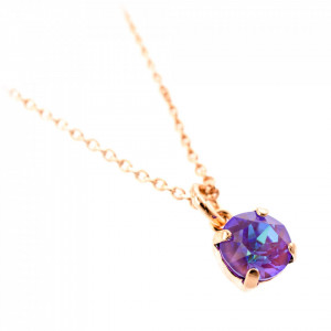 Pandantiv cu lant placat cu Aur roz de 24K, cu cristale Swarovski, Lavender | 5440-144RG-Mov-8909