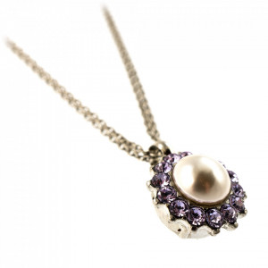 Pandantiv cu lant placat cu rodiu, cu cristale Swarovski, Romance | 5034/1-139-10RO-Multicolor-6809