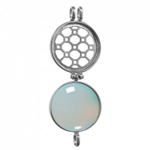 Pandantiv Magic Pendant - Grid, placat cu argint, Secret Stone Collection, cu pietre semipretioase interschimbabile-Argintiu-8859