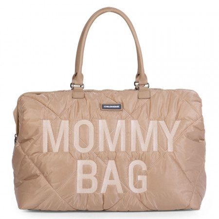 MOMMY BAG, QUILTED PUFFERED BEIGE