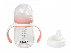 BEABA 2u1 flašica za učenje 210ml, old pink