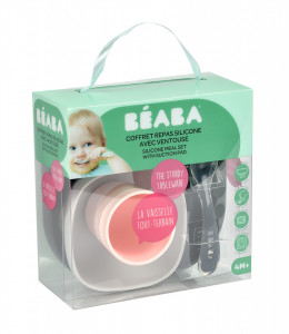 BEABA silikonski set za jelo, 4 dela, night blue