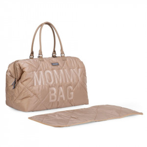 MOMMY BAG, QUILTED PUFFERED BEIGE