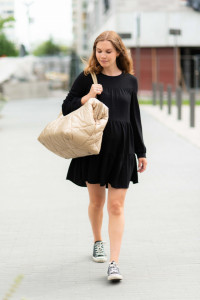 MOMMY BAG, QUILTED PUFFERED BEIGE