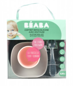 BEABA silikonski set za jelo, 4 dela, night blue