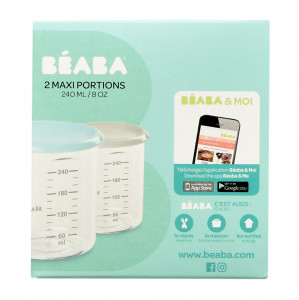 BEABA set od 2 tritan maxi posude 2x240ml, light blue/grey