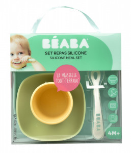 BEABA silikonski set za jelo, 4 dela, yellow