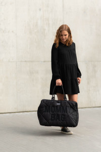 MOMMY BAG, QUILTED PUFFERED BLACK