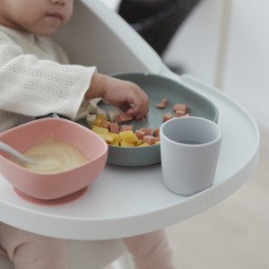 BEABA silikonski set za jelo, 4 dela, eucalyptus