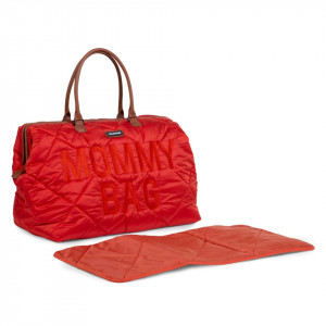 MOMMY BAG, QUILTED PUFFERED RED