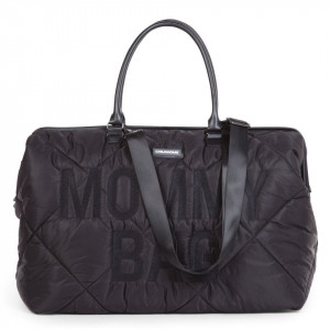 MOMMY BAG, QUILTED PUFFERED BLACK