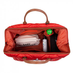 MOMMY BAG, QUILTED PUFFERED RED