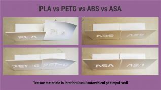 PLA vs PETG vs ABS vs ASA. Ce material pot utiliza in autovehicul, in soare? PLA vs PETG vs ABS vs ASA. Ce material pot utiliza in autovehicul, in soare?