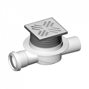 Sifon pardoseala Fluidmaster Liv 105x105 iesire laterala DN50 cu capac si inaltator