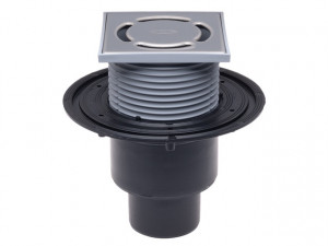 Sifon de pardoseala HL310N.2 cu flansa cu iesire verticala DN50/75/110, cu gratar inox 123x123mm/115x115 mm