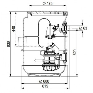 Kessel Aqualift F Basic Mono Statie de pompare cu instalare subterana, 1 pompa cu flotor, fara panou de comanda
