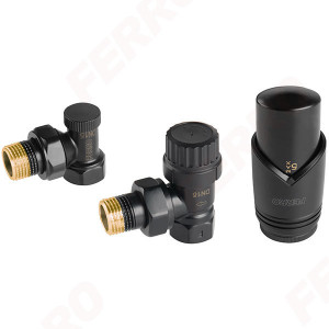 Set robineti radiator design tur/retur coltari 1/2" cu cap termostatic Ferro ZTM31 diverse culori