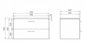 Set dulap suspendat Lara cu lavoar Como 80 cm schita tehnica 
