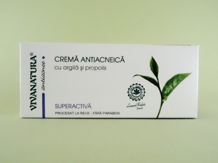 Crema antiacneica Superactiva cu argila si propolis VIVANATURA